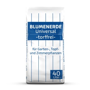 Sack Universal Blumenerde, torffrei, 40 Liter. Geeignet für Garten, Topf- und Zimmerpflanzen.