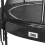 Detailaufnahme: Schwarzes Salta Premium Trampolin Ø 183 cm mit Sicherheitsnetz und dickem Schutzrand.