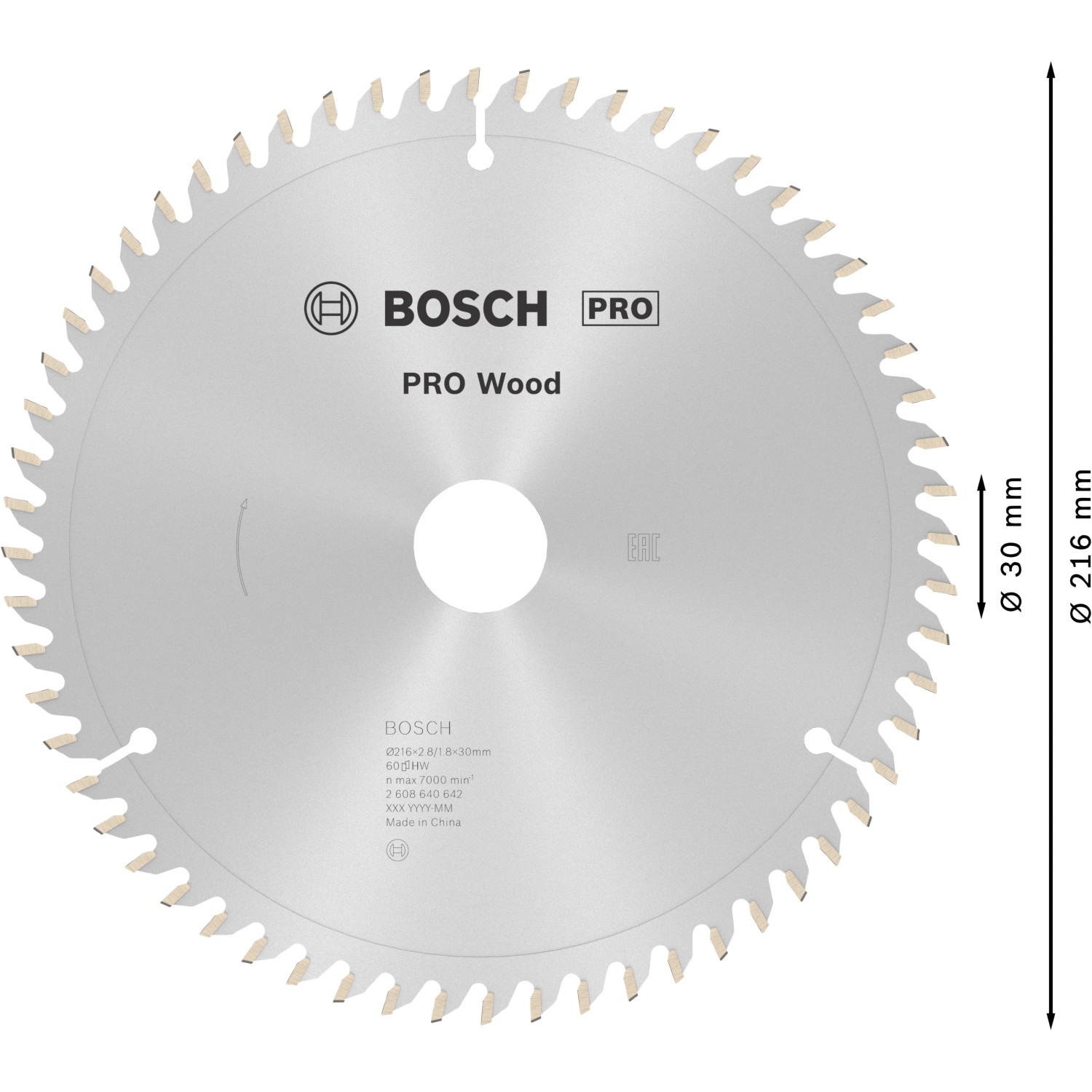 Bosch Kreissägeblatt Optiline Wood, Ø 216 mm, für Kapp- und Gehrungssägen.