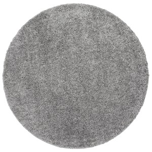 Runder, grauer Hochflor Teppich Milano von Snapstyle, 160x160cm. Weicher Langflor Teppich für Wohnräume.