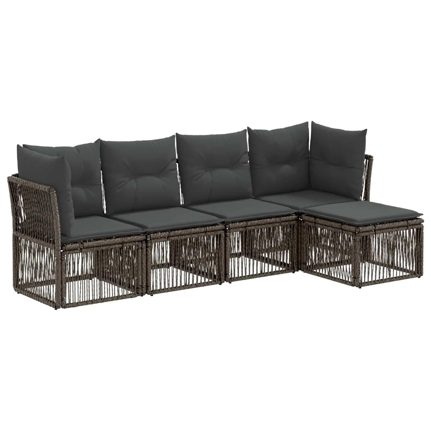 vidaXL Gartensofa-Set 5-Tlg Grau Poly-Rattan 3434204