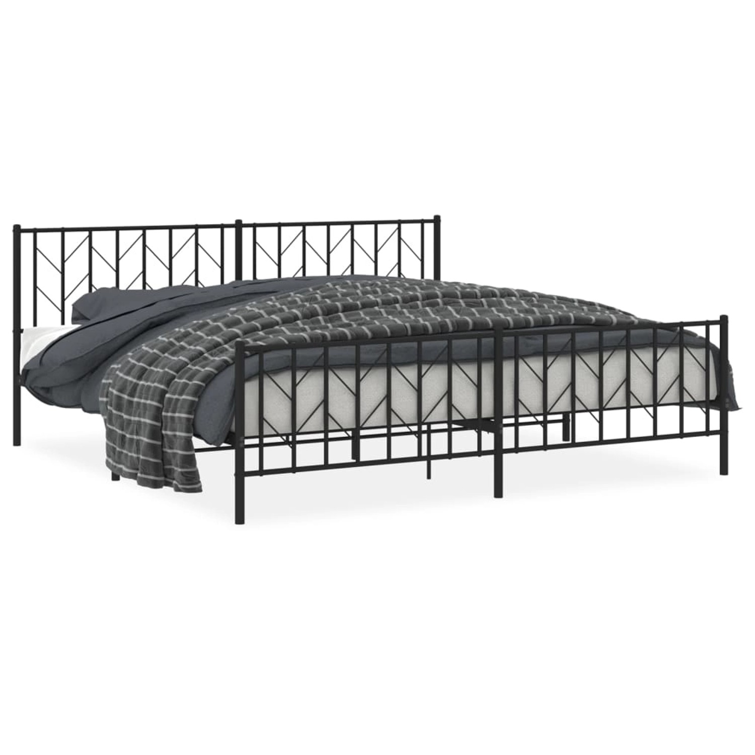 vidaXL Bettgestell mit Kopf- und Fußteil Metall Schwarz 200x200 cm 374462 günstig online kaufen