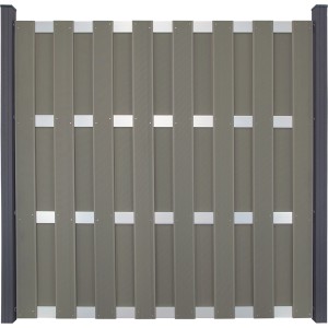 GroJa EV1 Fertigzaun Bausatz, 180x180 cm, hellgrau, ohne Pfosten. Sichtschutzzaun aus BPC und Aluminium.