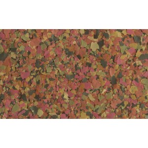 Tetra Min Flockenfutter, 250ml, Detailaufnahme der Flocken in verschiedenen Farben.