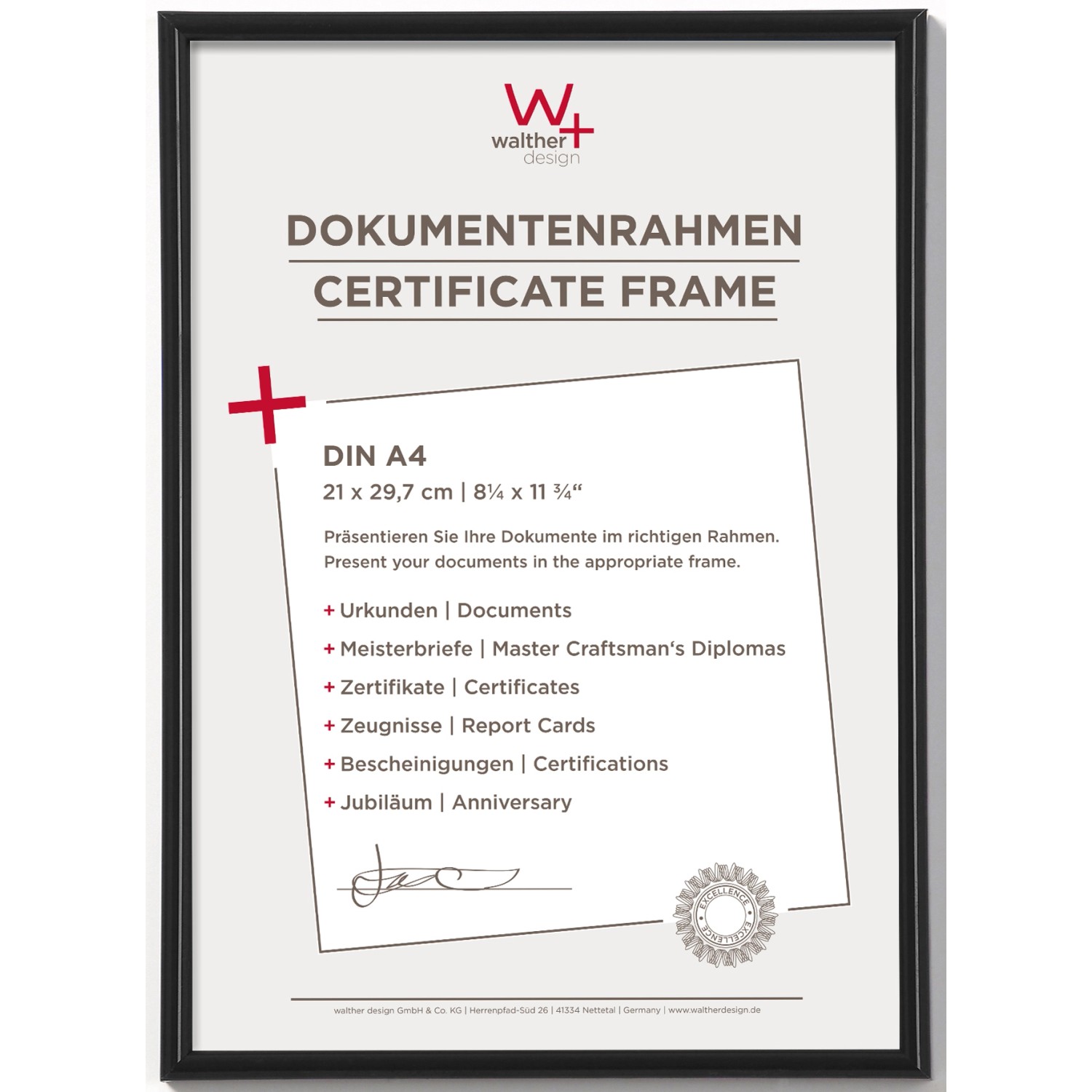 walther design Galeria Kunststoff Bilderrahmen  21x29,7 cm Schwarz günstig online kaufen