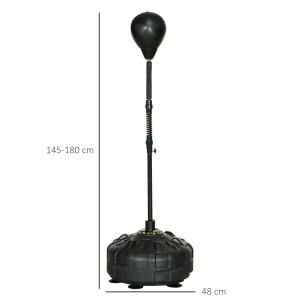 Schwarzer SPORTNOW Punchingball aus Stahl und Kunstleder, höhenverstellbar (145-180cm), mit befüllbarer Basis.