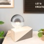 CREATE! by OBI DIY Tischleuchte Groß mit silber verspiegelter Glühbirne und Holzsockel.