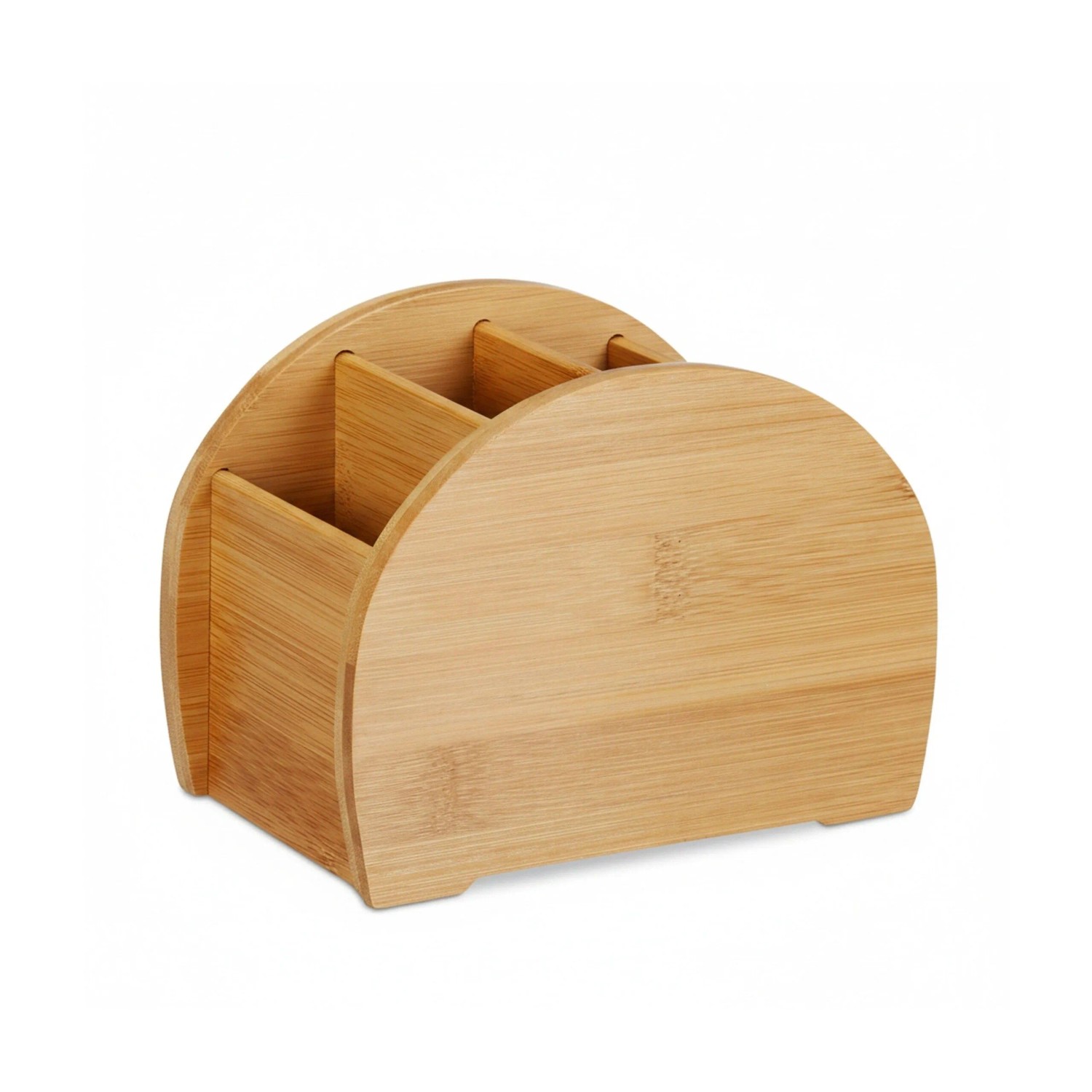 Relaxdays Stiftehalter Bambus Natur 4 Fächer 12 cm x 16 cm x 10,5 cm 420 g