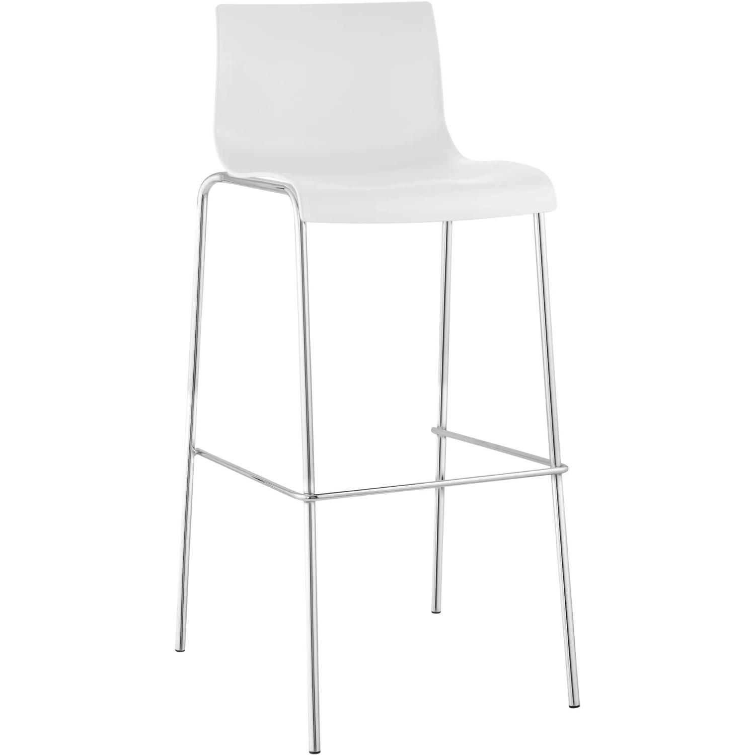 CLP Barhocker Hover Kunststoff 4-Fuß Gestell Weiß/Chrom