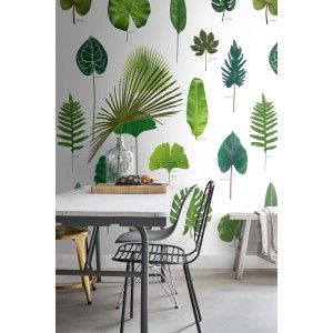 ESTAhome Fototapete mit tropischen Dschungelblättern in Dschungelgrün, 200x279 cm.
