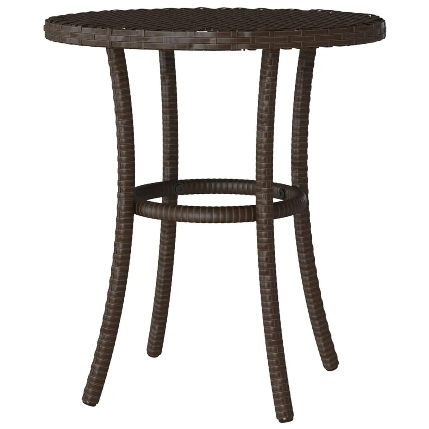 Brauner vidaXL Bistro-Tisch aus Polyrattan, Teil des 3-tlg. Gartenmöbel-Sets.