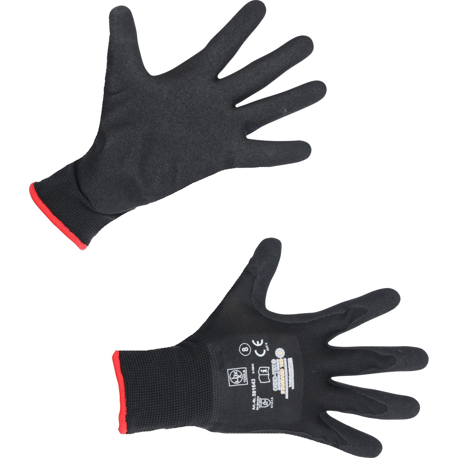 LUX Arbeitshandschuhe Green Glove Gr. 10, aus recyceltem PET, mit rotem Bund.