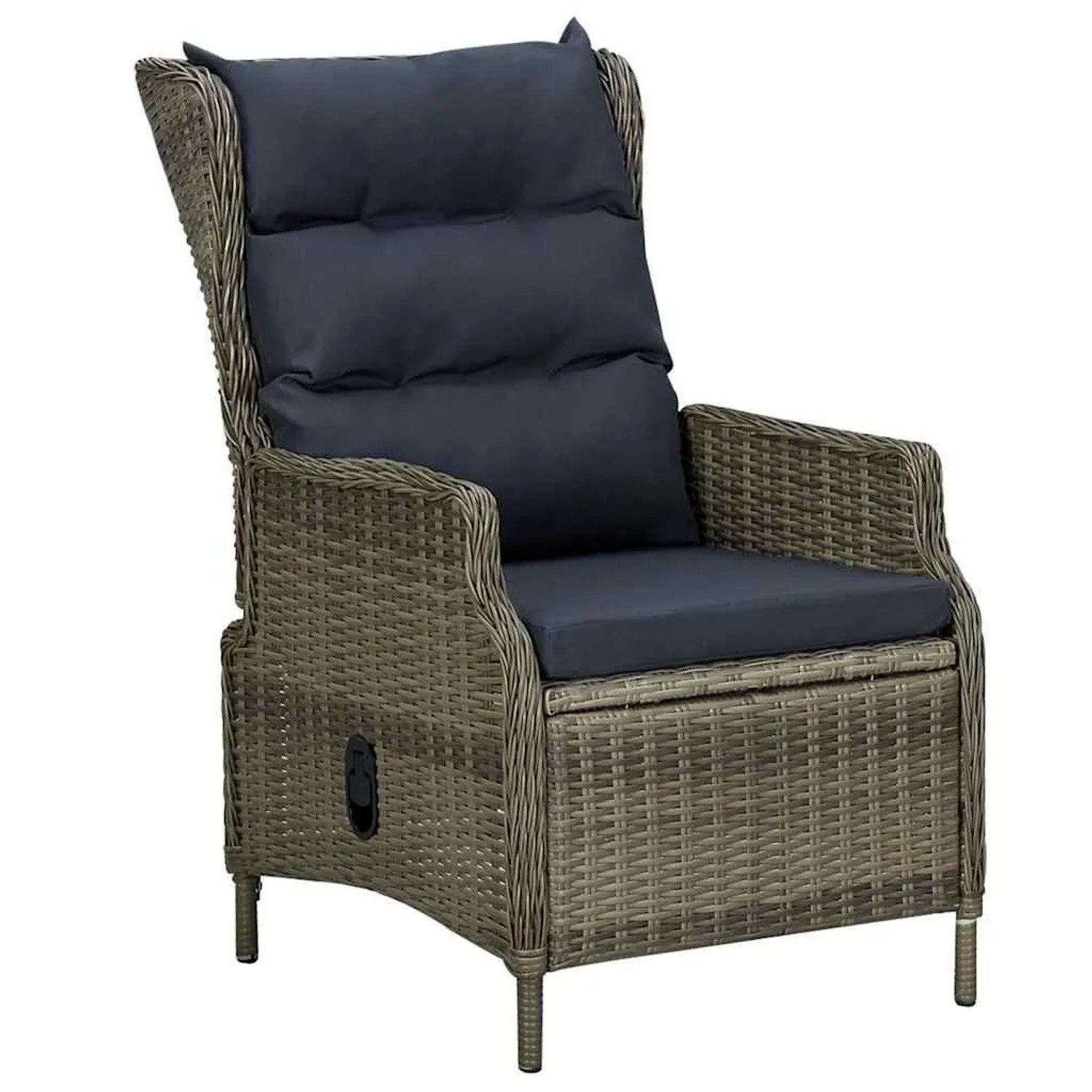 vidaXL Verstellbarer Gartensessel mit Auflagen Poly Rattan Braun 313302