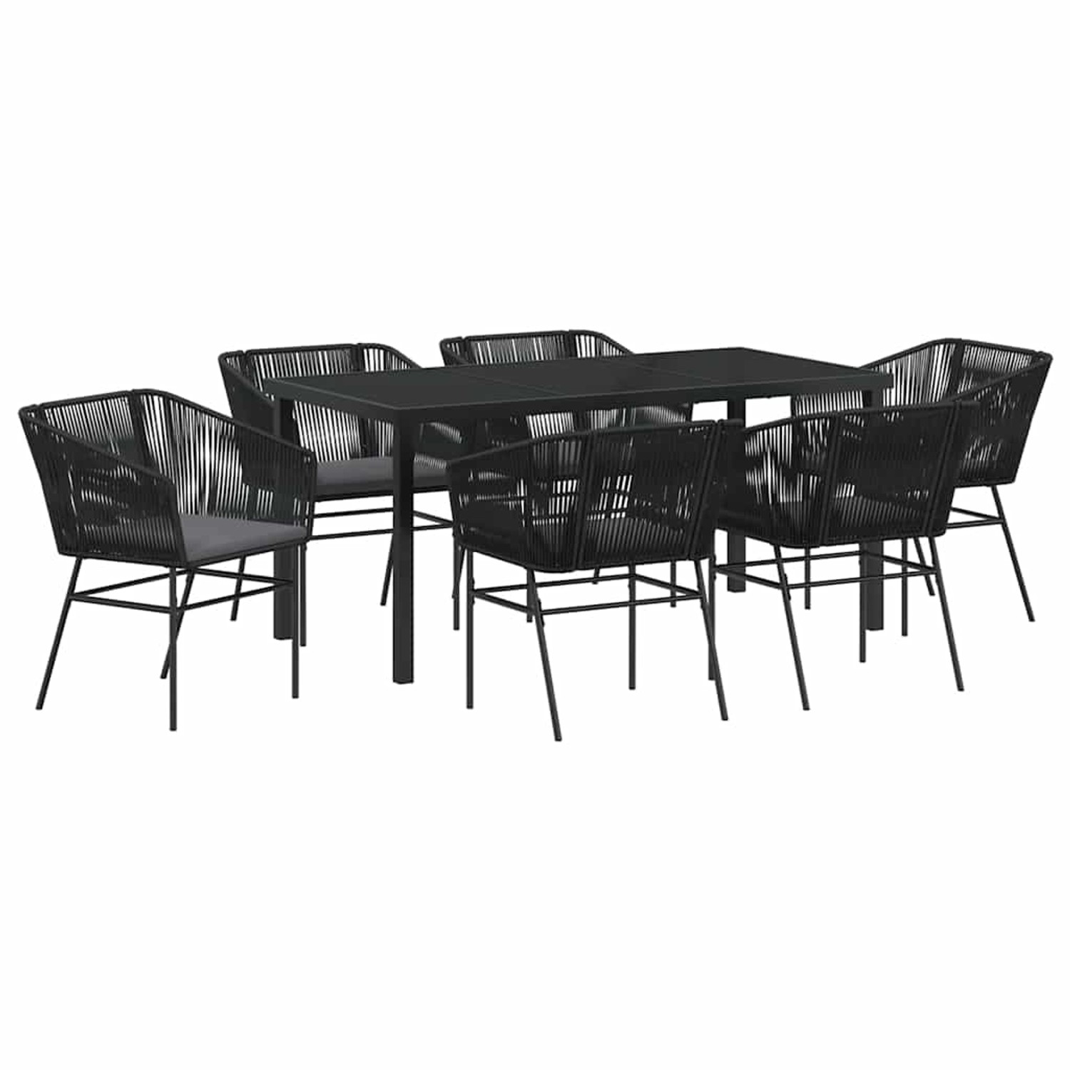 vidaXL Garten Essgruppe mit Kissen 7-Tlg Schwarz Standard PE Rattan 3380922 günstig online kaufen