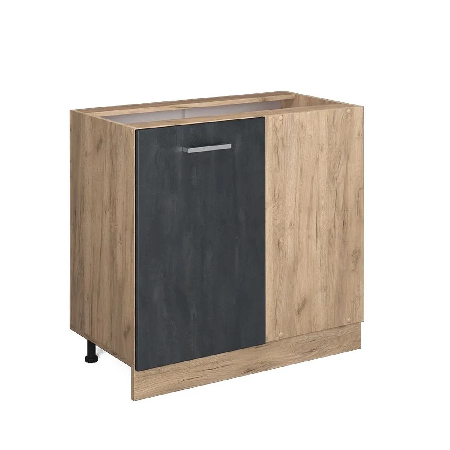 Vicco Eckunterschrank R-Line Schwarz Beton Goldkraft Eiche 86 cm ohne Arbeitsplatte