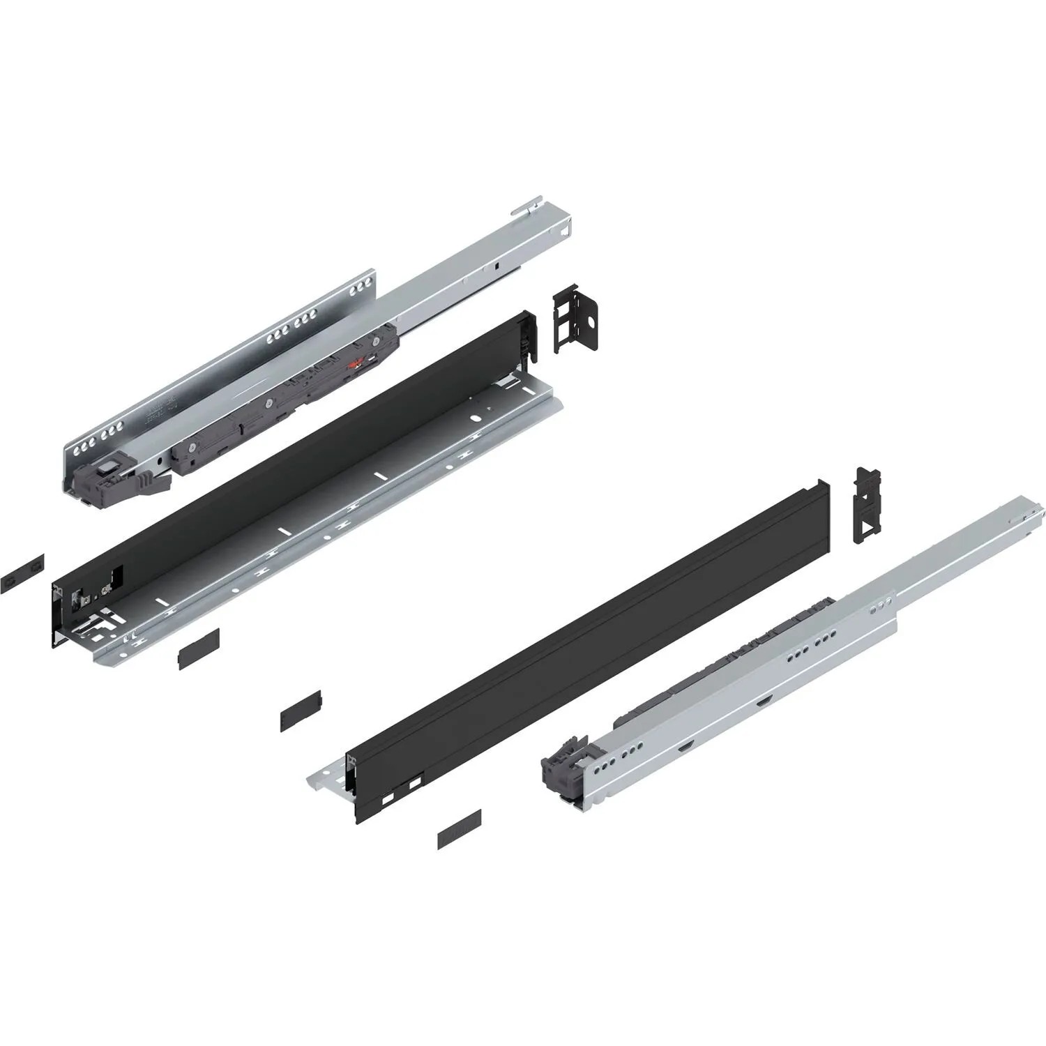Blum Legrabox Pure Set Höhe N Tip-On Vollauszug 550 mm 40 kg Carbonschwarz 1 Paar