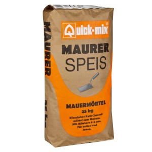 Sack Quick-Mix Maurerspeis/Mauermörtel, 25 kg, für Innen- und Außenbereich.