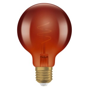 Osram LED-Lampe E27 in Globeform G80 mit Spiralfilament und kupferfarbenem Glas.