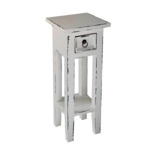DELUKE Beistelltisch SILKE, Mahagoni weiß, 67x25x25cm, mit Schublade und Ablage