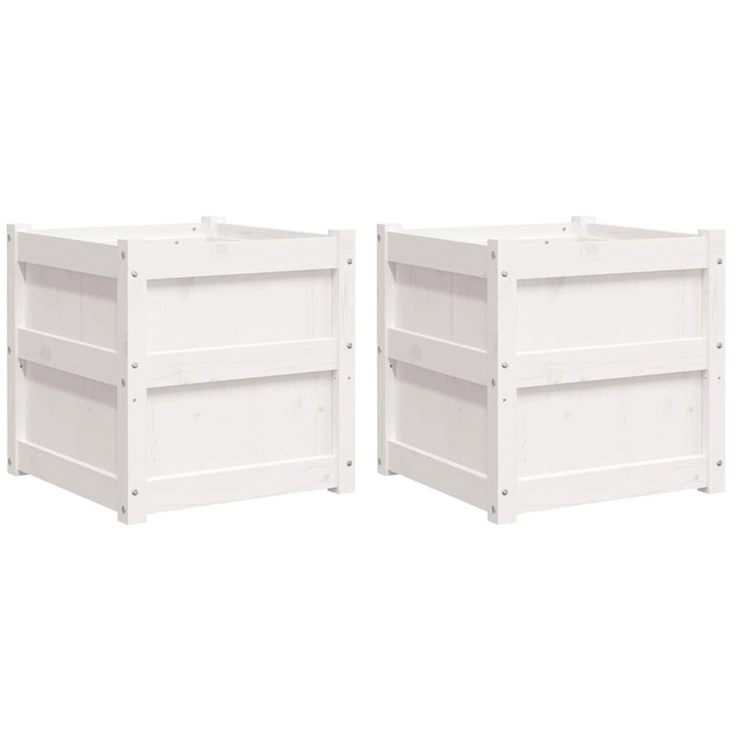 vidaXL Pflanzkübel 2 Stk Weiß Massivholz Kiefer 837417 günstig online kaufen