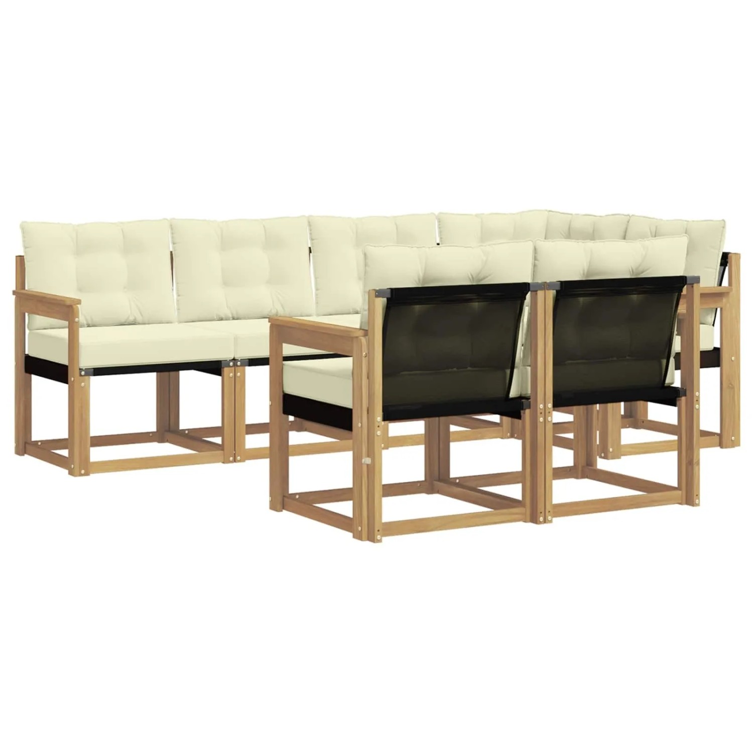 vidaXL Outdoor-Sofagarnitur mit Kissen 7-Tlg Weiß und Creme 3389564