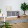 Relaxdays Sitzbank Spanplatte Weiß Grau Mit Polster 102 cm x 32 cm x 46 cm_2