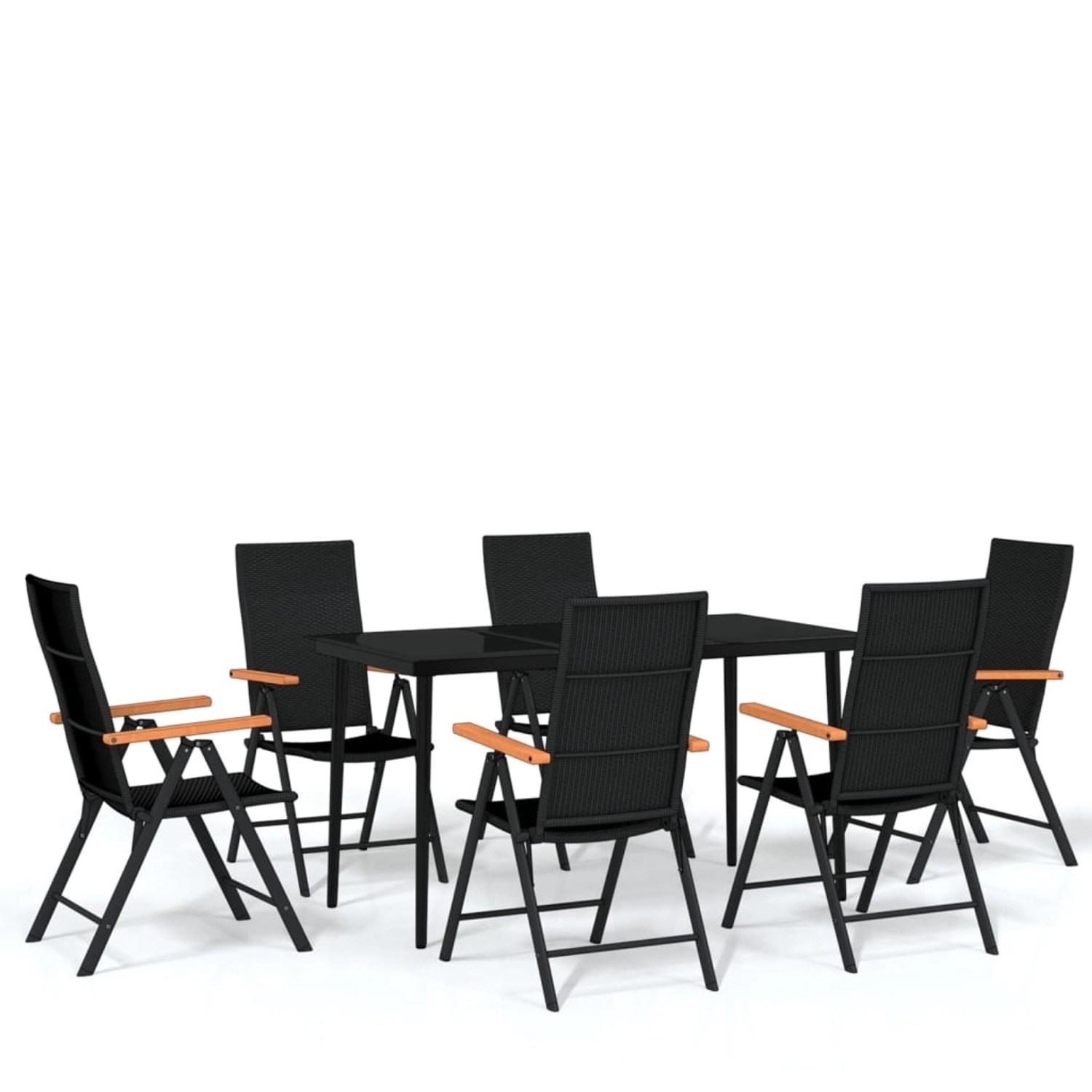 vidaXL 7-Tlg Garten-Essgruppe Schwarz 3099122 günstig online kaufen