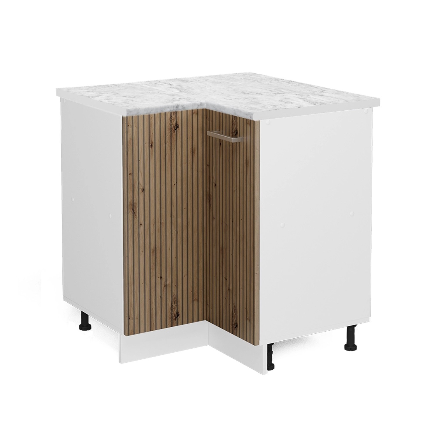 Vicco Eckunterschrank R-Line Küchen Eckschrank Artisan-Eiche/Weiß 76 cm AP Marmor