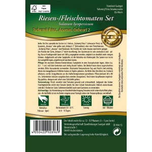 Saatplatte Quedlinburger Fleisch-Tomaten Set mit 3 Sorten: Tschernij Prinz, Ananas, Oxheart.