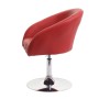 Roter MCW Esszimmerstuhl F19 aus Kunstleder mit Chromfuß und drehbarer Sitzfläche.