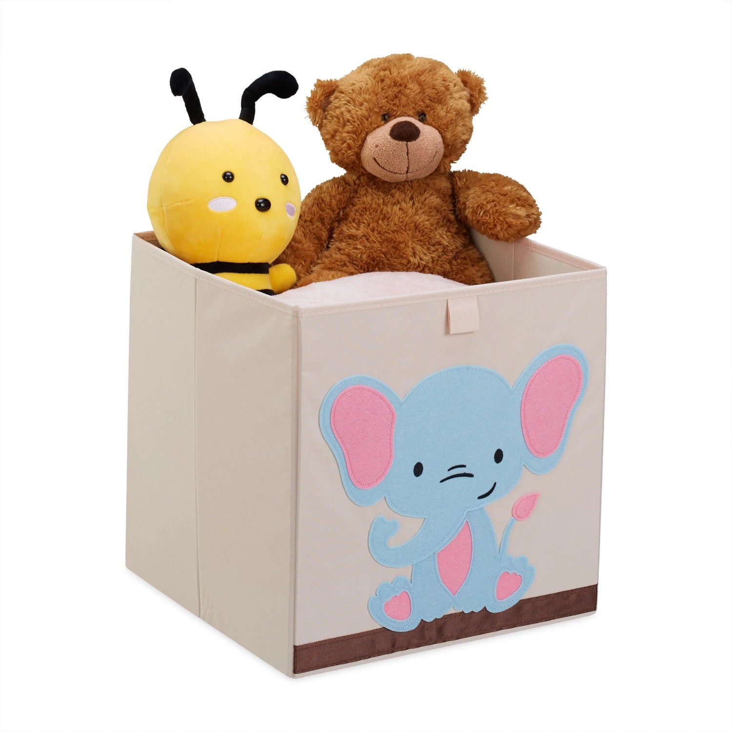 Relaxdays Aufbewahrungsbox Vlies Beige Blau Faltbar 33 cm x 33 cm x 33 cm 0,9 kg