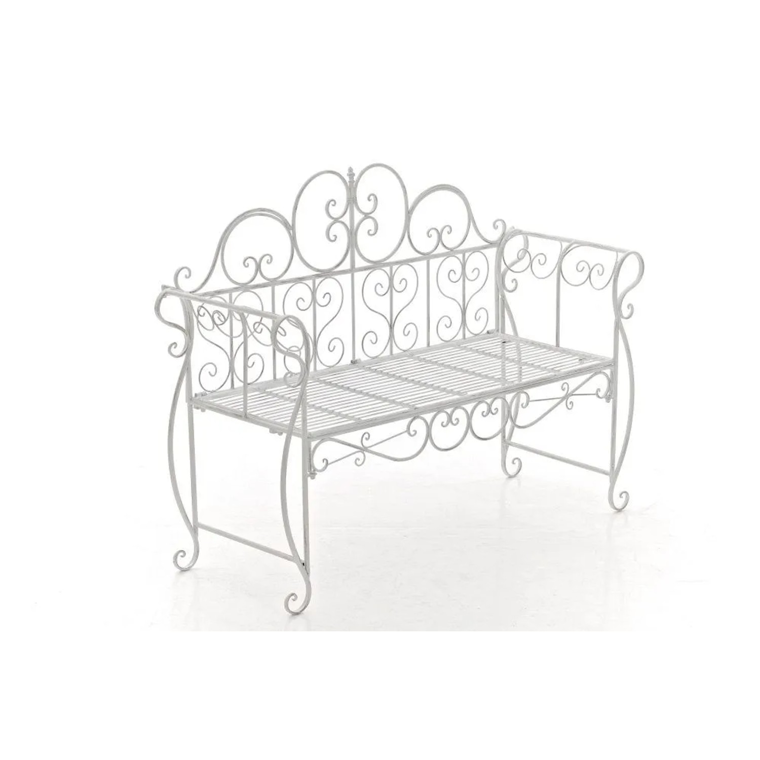DELUKE Gartenbank LENAR Metall Weiß 128x46x94cm Metallbank Garten 2 Seitzer Bank Terrasse Vintage Antik Gartenbank