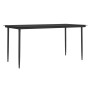 Schwarzer vidaXL Gartentisch mit Glasplatte, Teil der 7-tlg. Garten-Essgruppe.