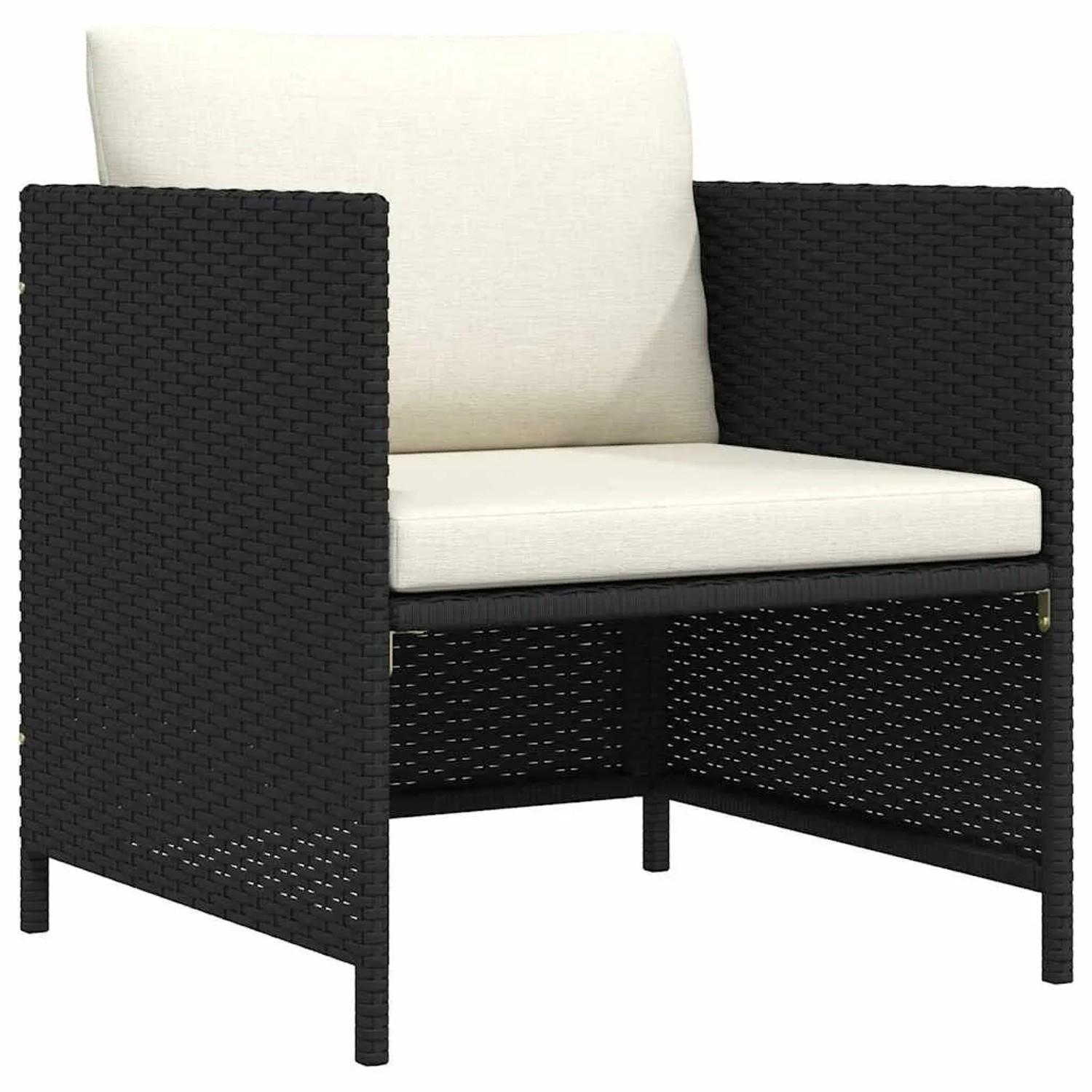 vidaXL Gartensofa mit Kissen Schwarz Poly Rattan 313510