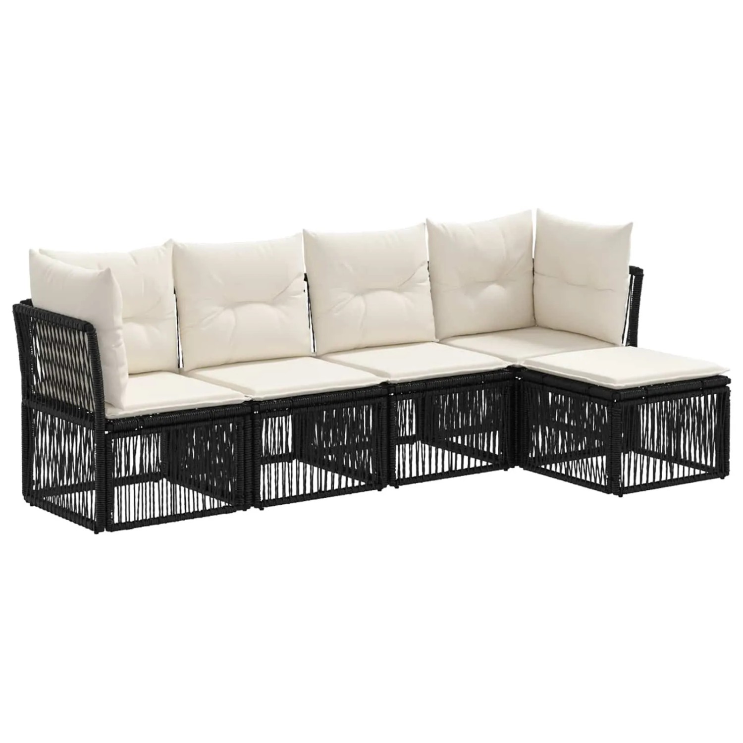 vidaXL Gartensofa-Set 5-Tlg Schwarz Poly-Rattan 3434203