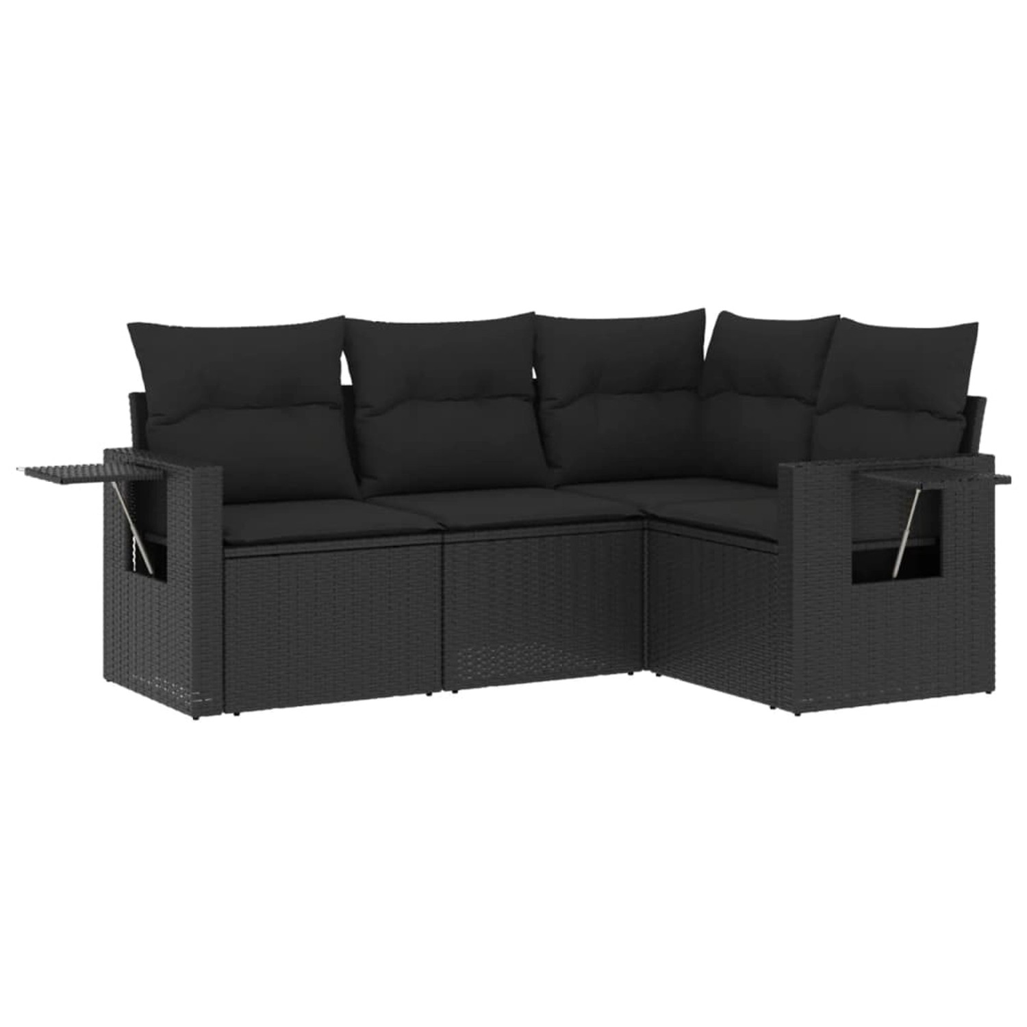 vidaXL 4-tlg Garten-Sofagarnitur mit Kissen Schwarz Poly Rattan Modell 62 günstig online kaufen