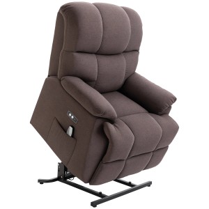 Brauner HOMCOM Elektrischer Fernsehsessel Relaxsessel mit Aufstehhilfe und Fußablage.