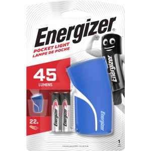 Energizer Pocket Light Taschenlampe mit Batterien, blau. Kompakte Lampe für unterwegs.