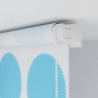 Duschrollo 100x240 cm mit blauem Kreismuster für Bad, wasserabweisend und schnelltrocknend.