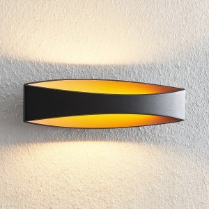 Moderne LED Wandleuchte Jelle in Schwarz aus Aluminium für Wohnzimmer & Flur.