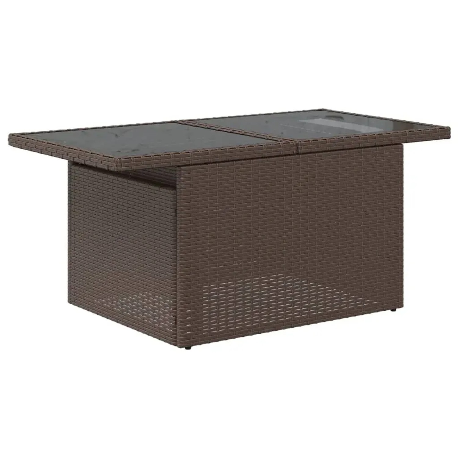 Brauner vidaXL Gartenmöbel Tisch aus Polyrattan mit Glasplatte, höhenverstellbar.