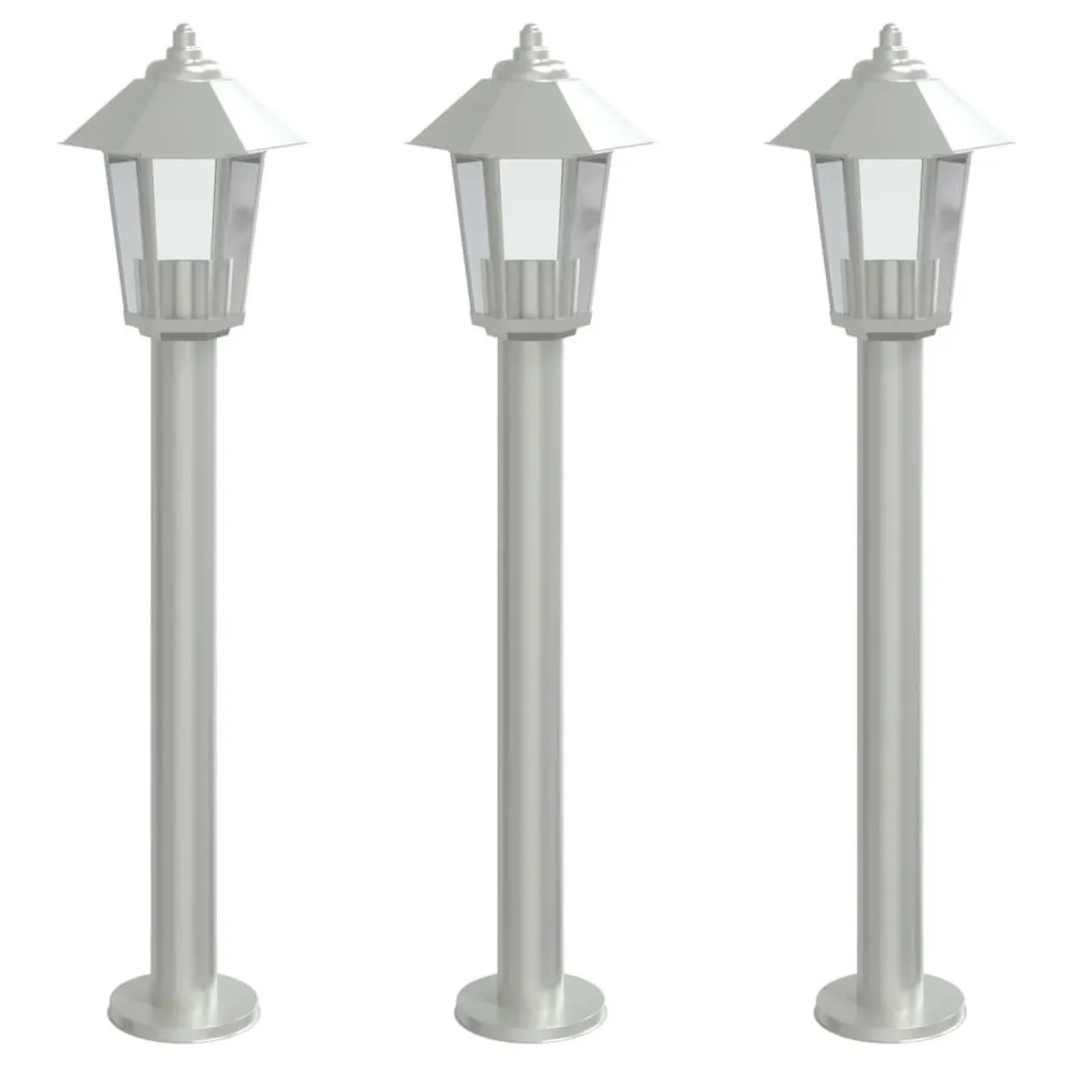 vidaXL Wegeleuchten 3 Stk Silbern 80 cm Edelstahl 4006382