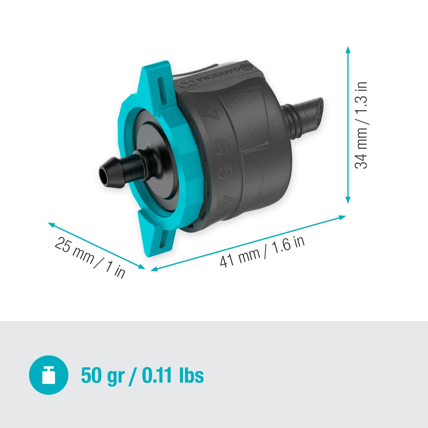 Gardena Endtropfer, regulierbar, für Micro-Drip-Systeme zur Bewässerung einzelner Pflanzen.