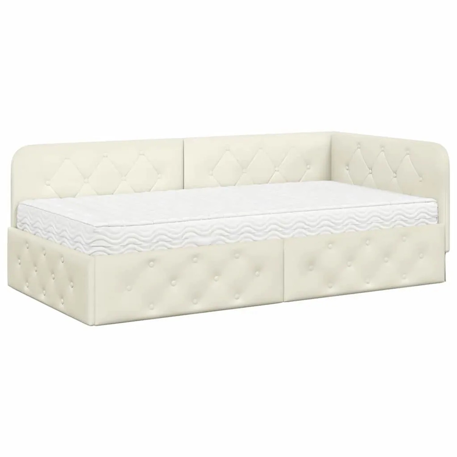 vidaXL Eckbettgestell mit Matratze mit Kopfteil Creme 90 x 200 cm Samt 3394 günstig online kaufen