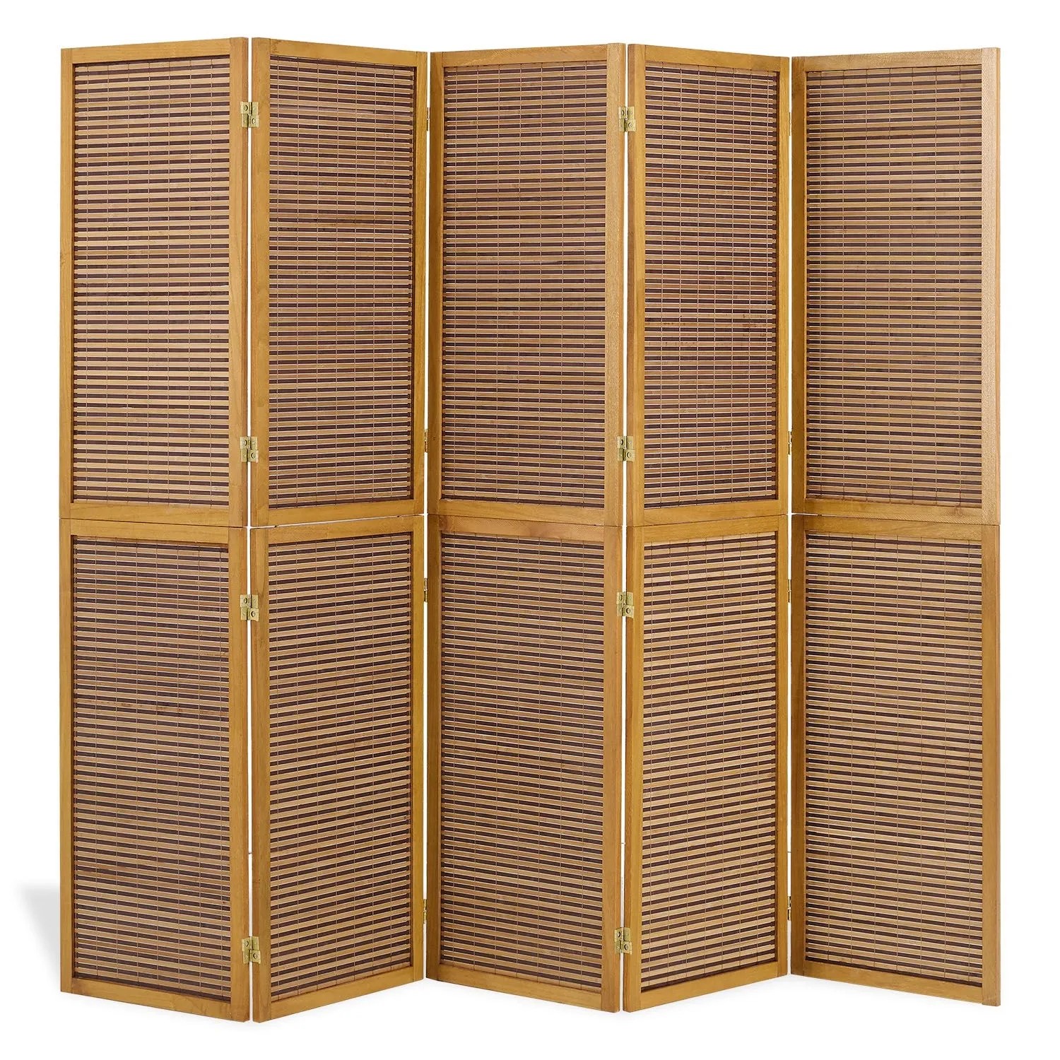 Homestyle4u 5-tlg. Paravent in Braun 220x175 cm 383