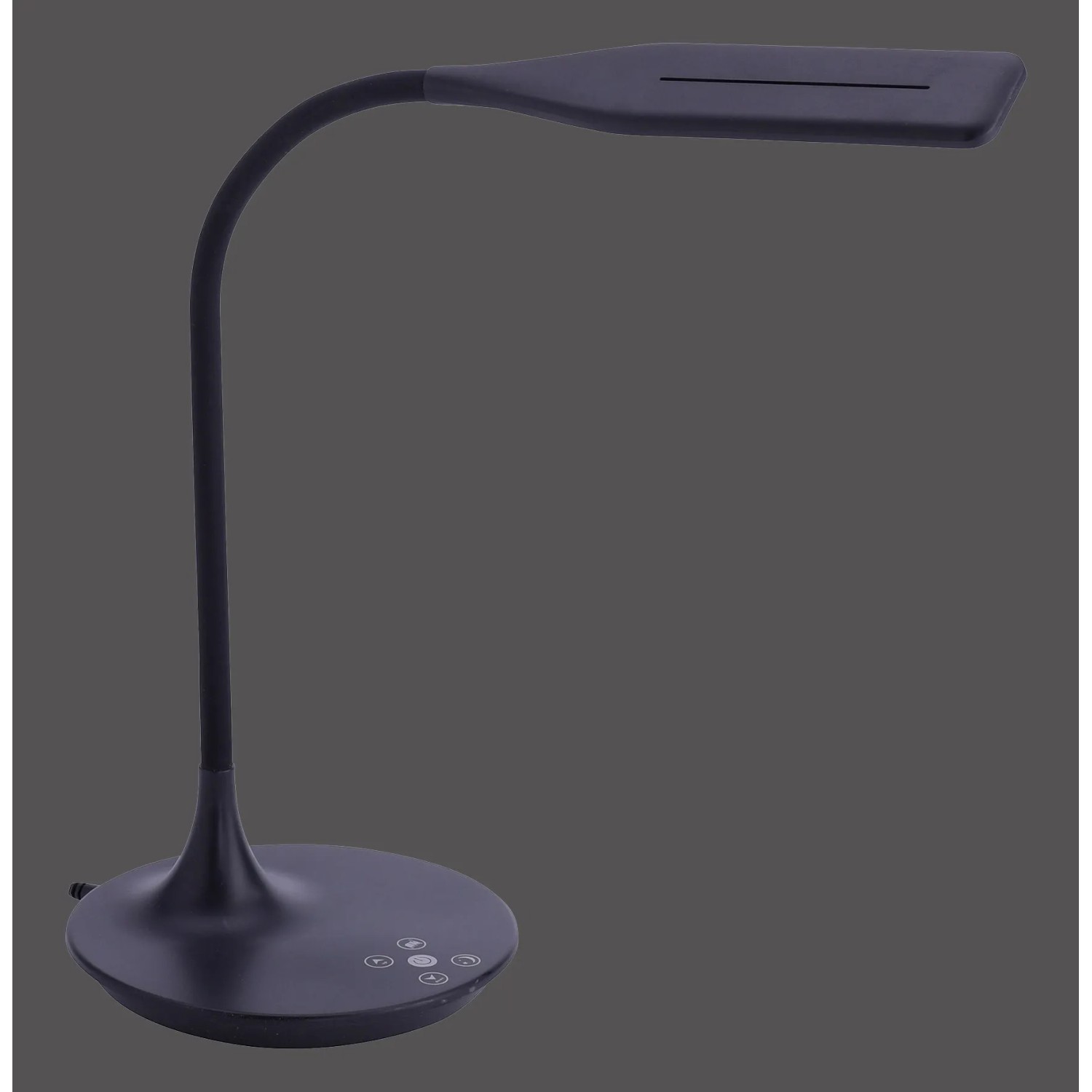 Schwarze LED-Tischleuchte Rafael mit Touchdimmer und verstellbarer Lichtfarbe.