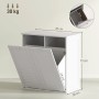 HOMCOM Wäscheschrank, weißes MDF, mit 2 Wäschekörben. Badregal mit Lamellentüren für gute Belüftung.