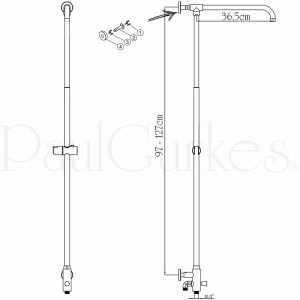 PaulGurkes Aufputz Regendusche Brausegarnitur, eckig 40cm XXL Dusch Set. Duschsystem mit höhenverstellbarer Stange.