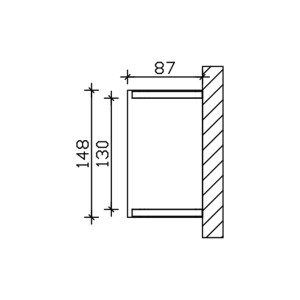 Technische Zeichnung des Skan Holz Vordachs Poel, 148x87 cm, unbehandelt, mit Maßangaben.