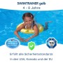 Kind mit gelbem Freds Swim Academy Schwimmreifen Classic im Wasser, geeignet für Kinder von 4-8 Jahren.